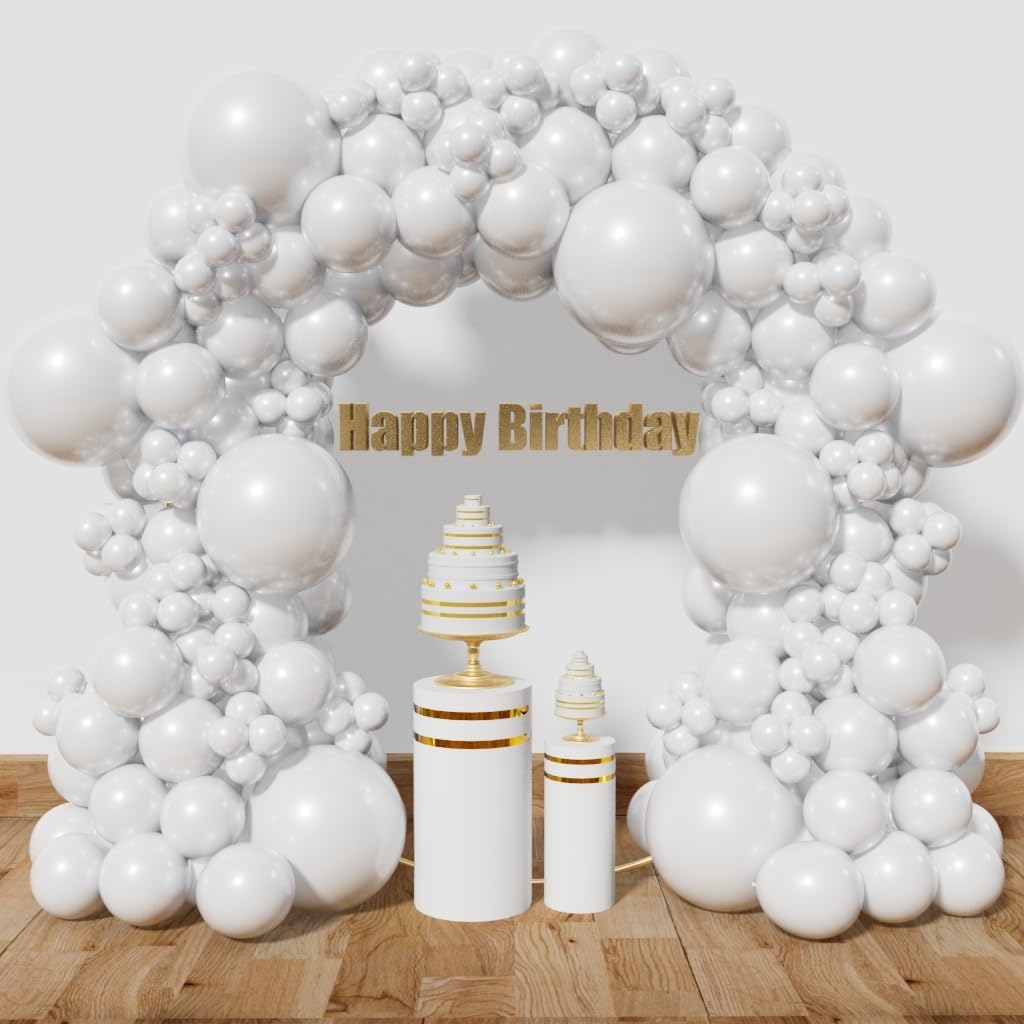 KAWKALSH White Balloon Arch Kit 111Pcs 18 12 5 Inch Latex Party Balloons Garland for Birthday Baby