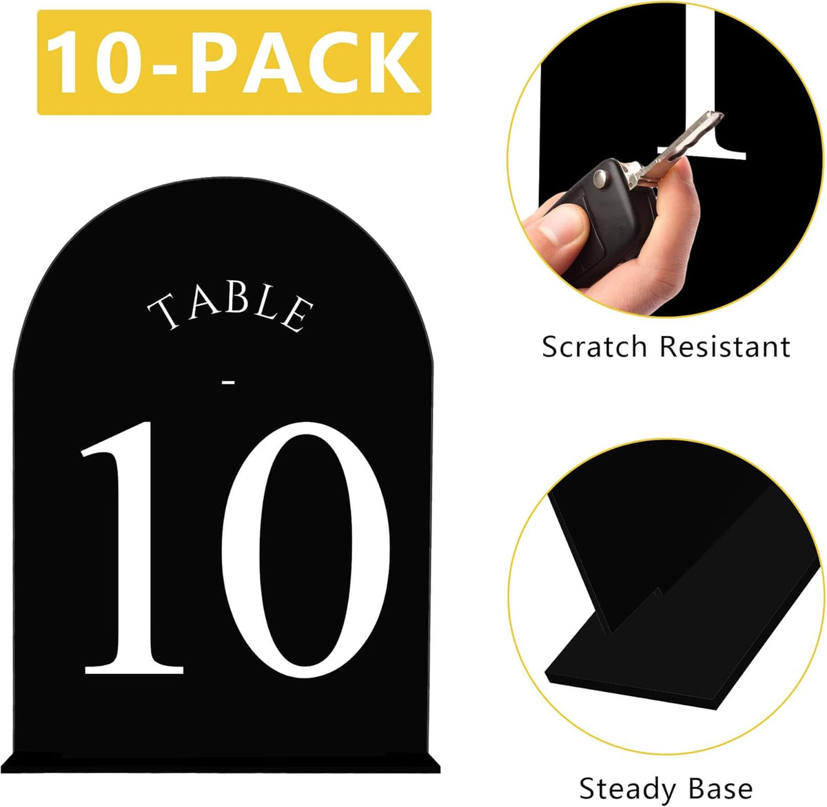 JOYIT Arch Wedding Table Numbers 1-10 with Stands – Double-Sided Printed 5" X 7" Acrylic Signs with