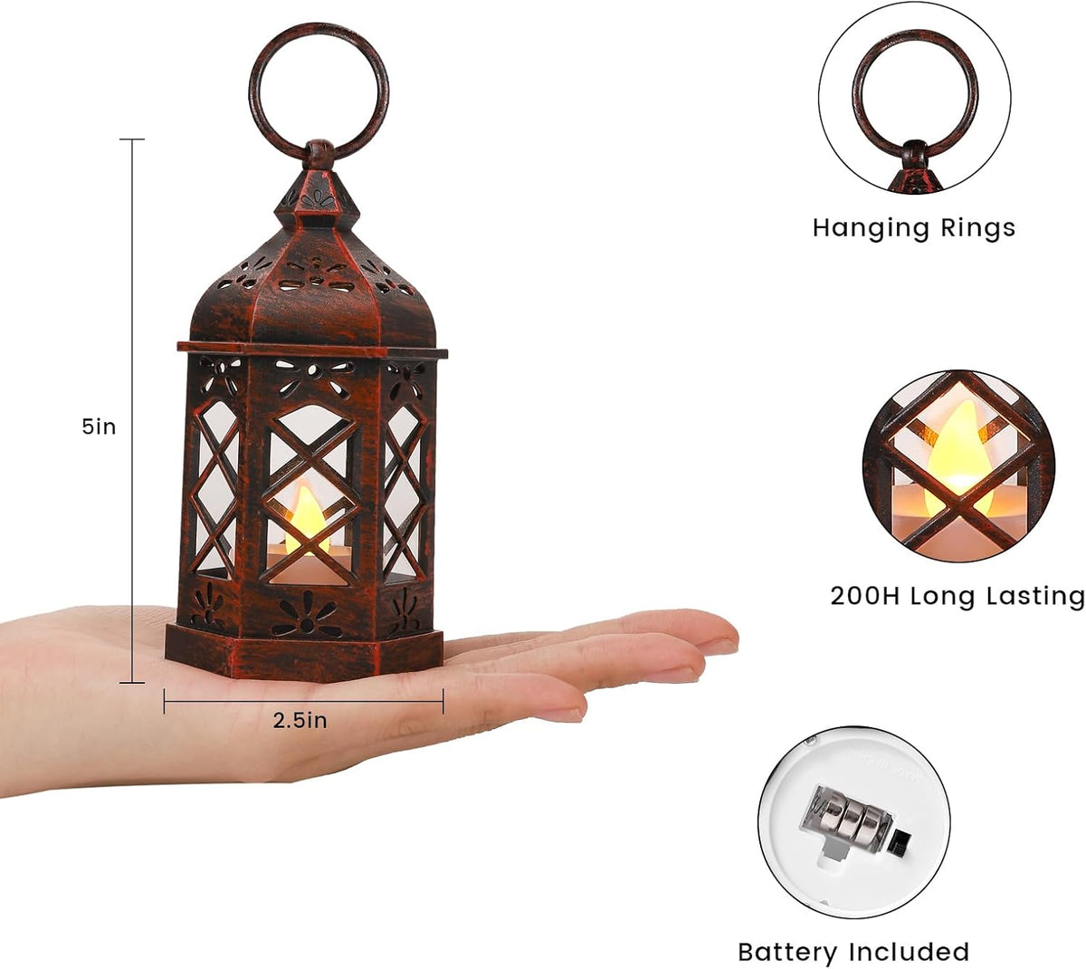 LLQ 8Pack Mini Lantern Decorative for Halloween Christmas & Wedding, Small Vintage Moroccan Lantern