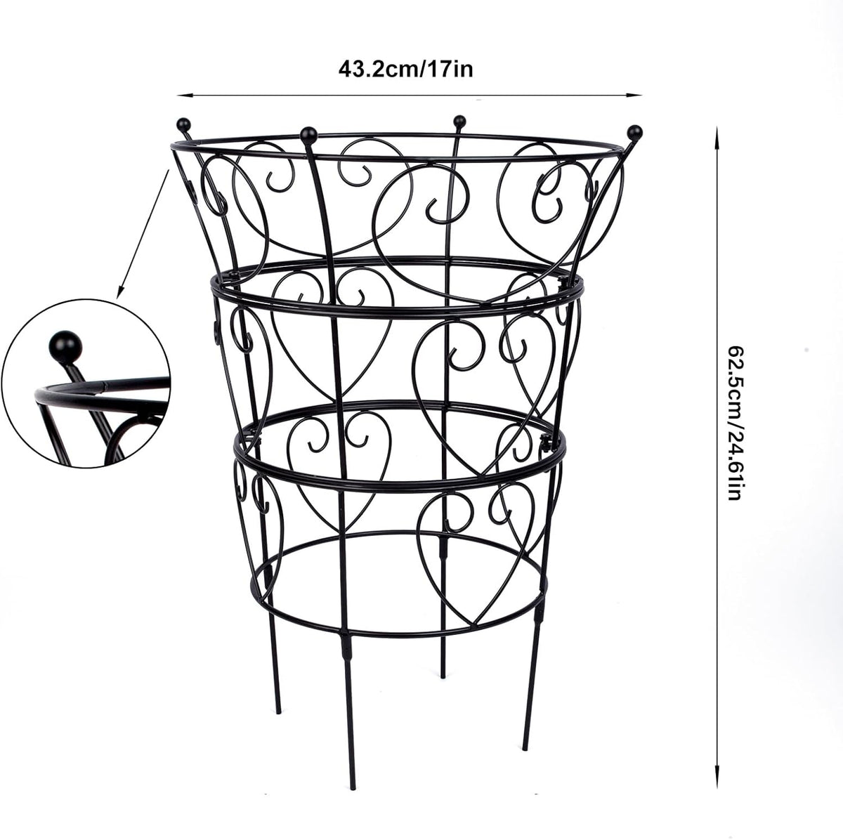 Large Obelisk Trellis Peony Cage 24.6x17 Inches - Premium Metal Plant Support for Outdoor Gardens