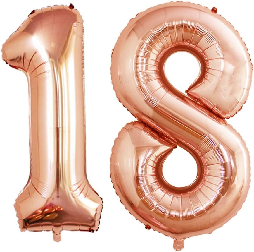 GOER Number 18 Balloons for 18th Birthday Sweet 18 Party Decorations,42 Inch Jumbo Foil Helium 81