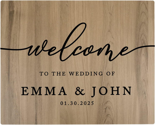 Andaz Press Large Wooden Welcome Sign for Wedding, Rustic Welcome Sign 16" x 20" Custom Names &