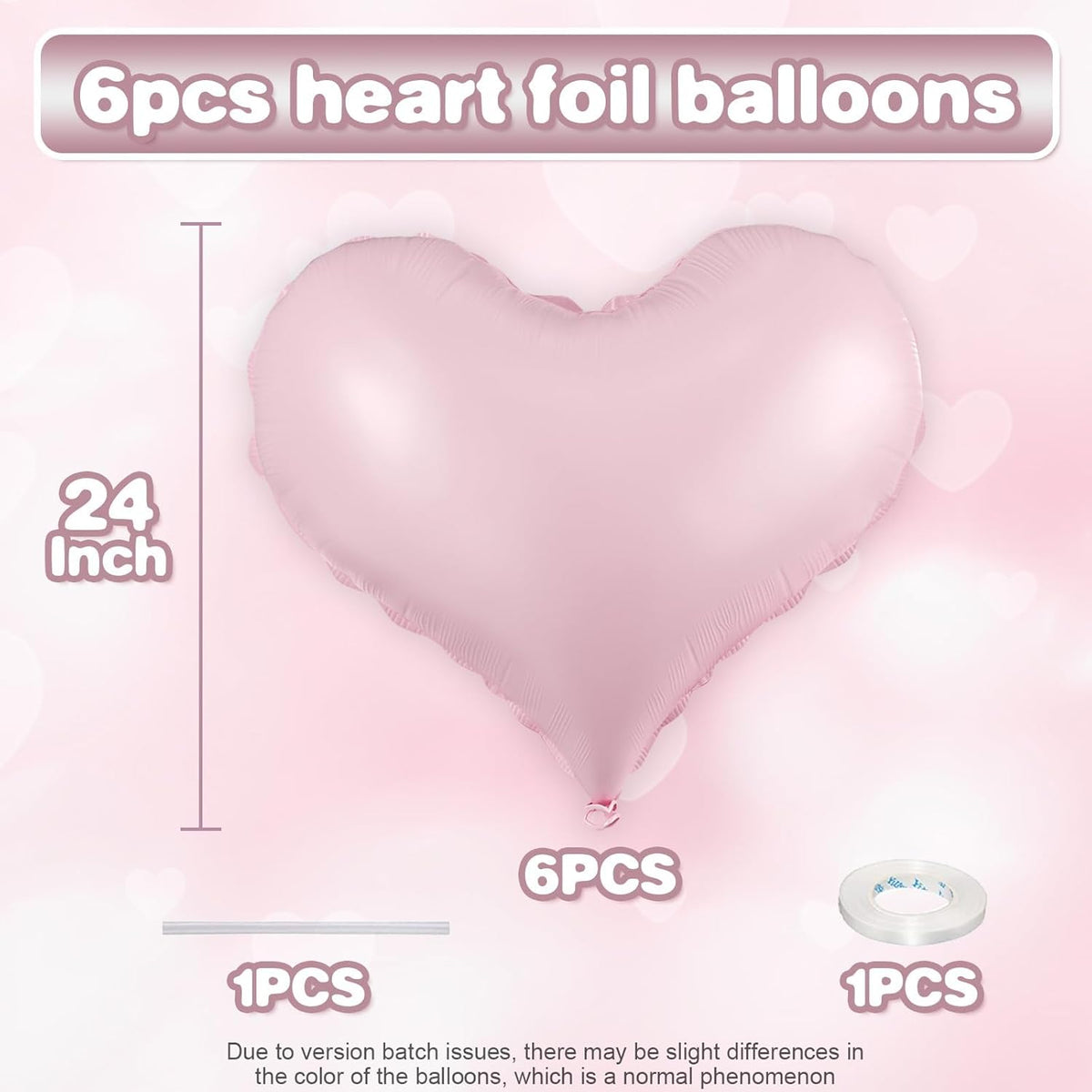 Pink Heart Balloons,24Inch Large Baby Pink Heart Foil Balloons for Valentine's Day Birthday Wedding
