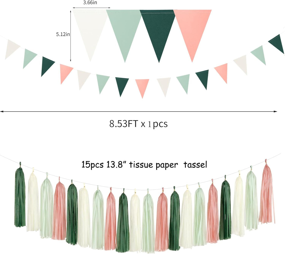 Sage-Olive Green Pink-Beige Boho Party Decorations -23pcs Rustic Neutral Wedding Paper Tissue Pom
