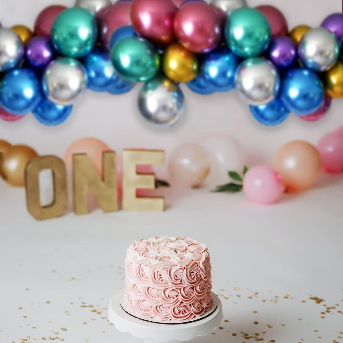 Colorful Party Balloons 12inch, 100Pcs Thickened Assorted Color Metallic Latex Balloons for Wedding