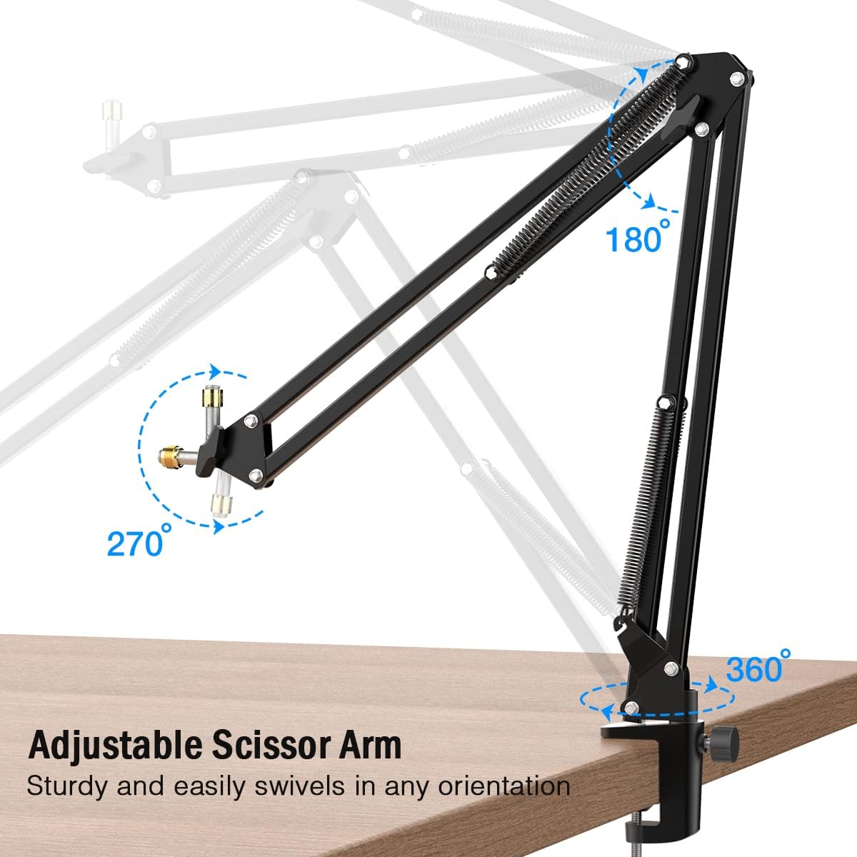 Microphone Arm Stand, FIFINE Suspension Boom Scissor Mic Stand with Heavy Duty Clamp, 3/8" to 5/8"