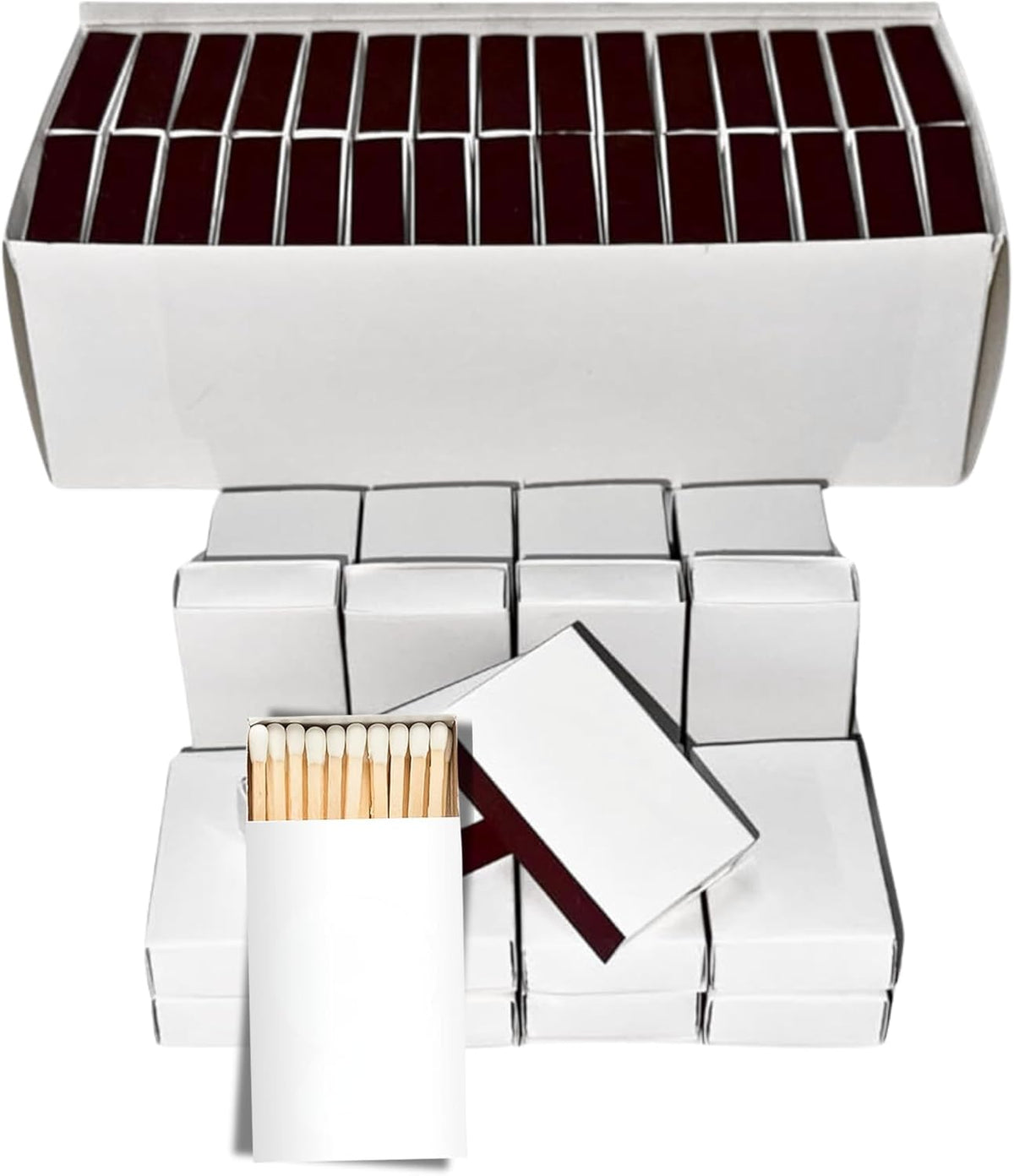 250 Boxes Blank White Wooden Matches | Strike on Box Matchboxes Traditional Wooden Matchsticks |