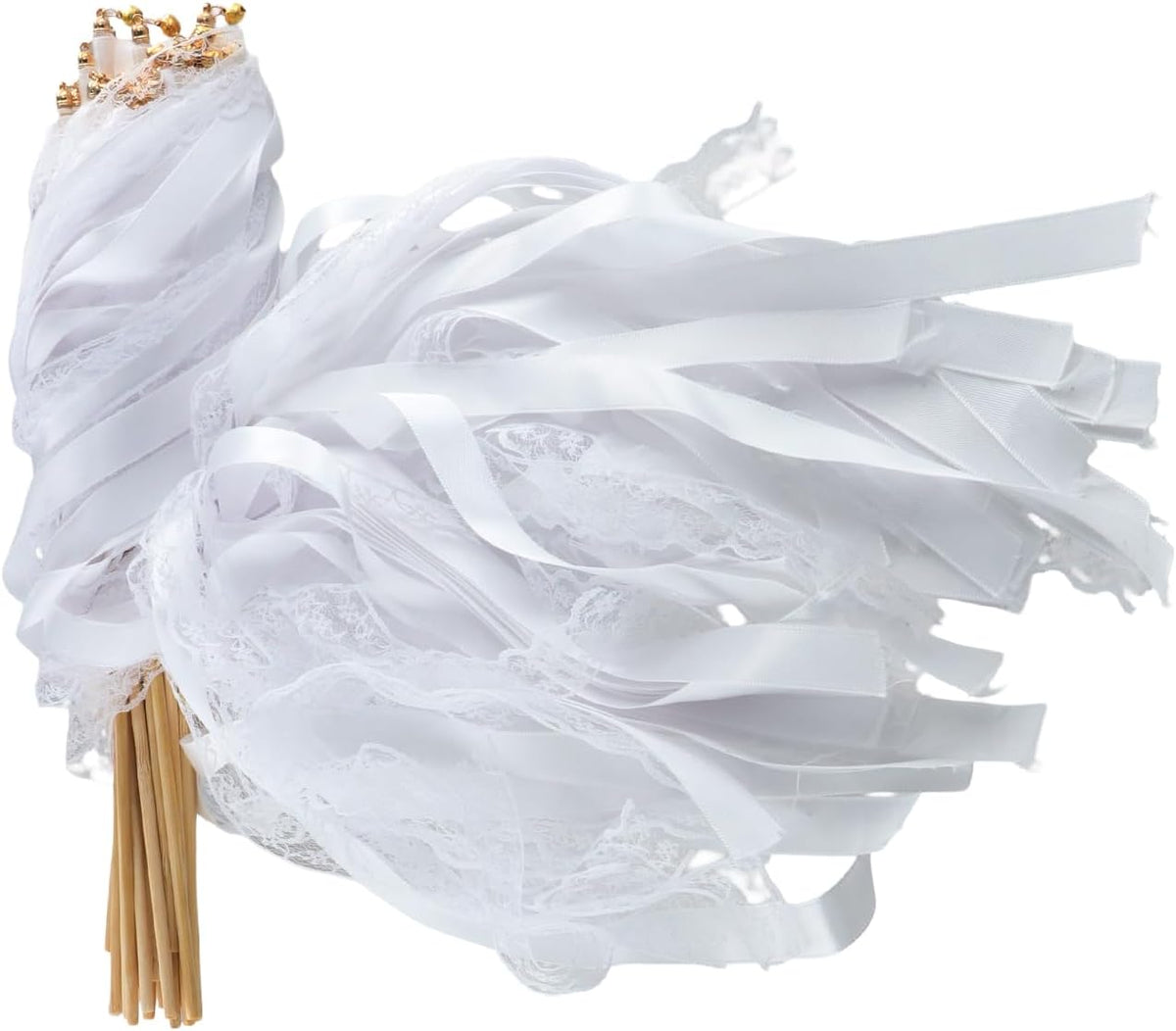 30 Pcs White Wedding Wands, Lace Wedding Streamers, Ribbon Streamers, Wedding Exit Items, Wedding