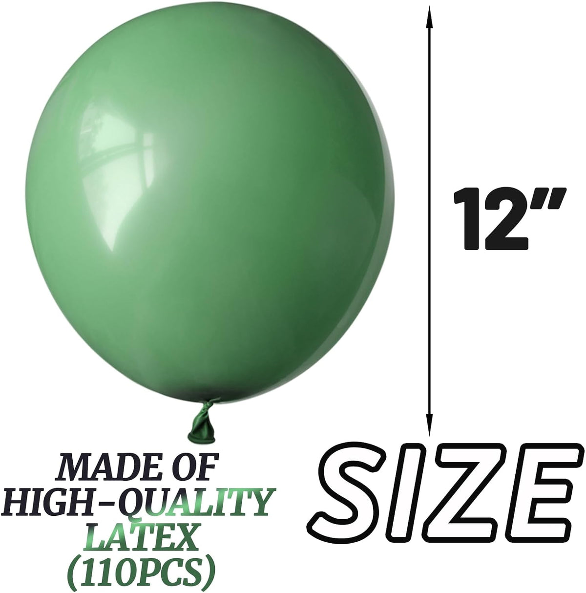 110Pcs Dark Sage Green Balloons Latex Party Balloons 12 inch Round Helium Balloons for Dark Sage