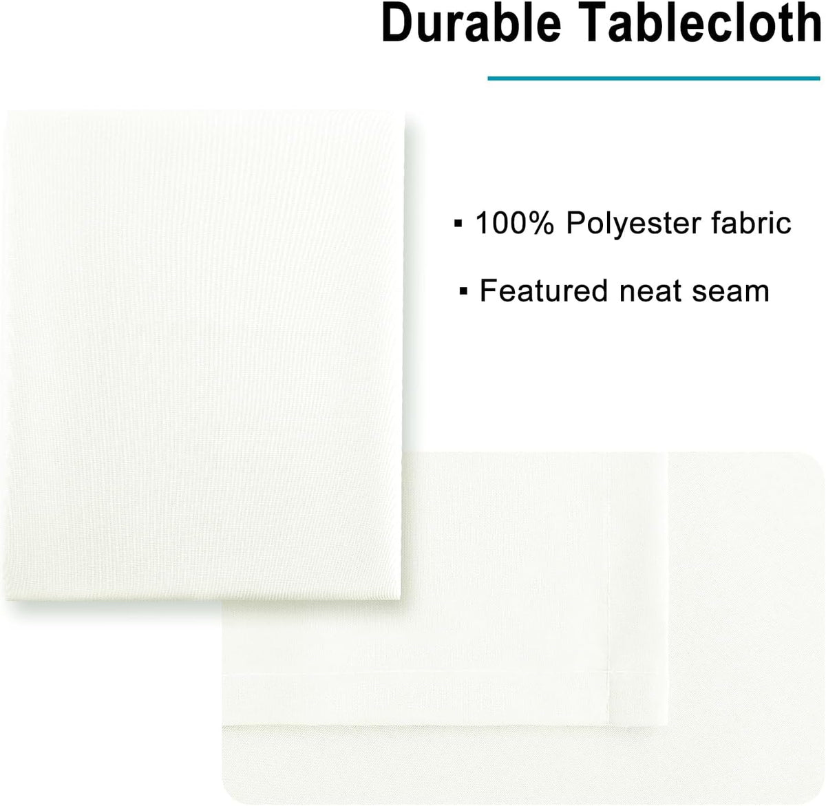 Hiasan Ivory Tablecloth for Rectangle Tables - Waterproof and Spillproof Washable Fabric Table