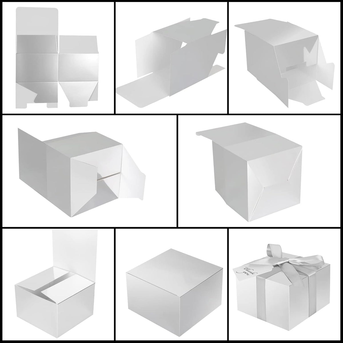 COTOPHER Small Gift Boxes 10 Pack 6x6x4 inches Silver Gift Boxes with Lids for Gifts, Crafting