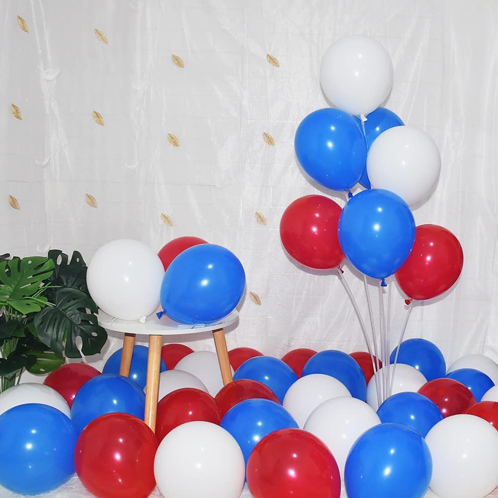 300 Pack Red White and Blue Balloons - 5 Inch Mini Red White Blue Latex Small Balloons - 100 of