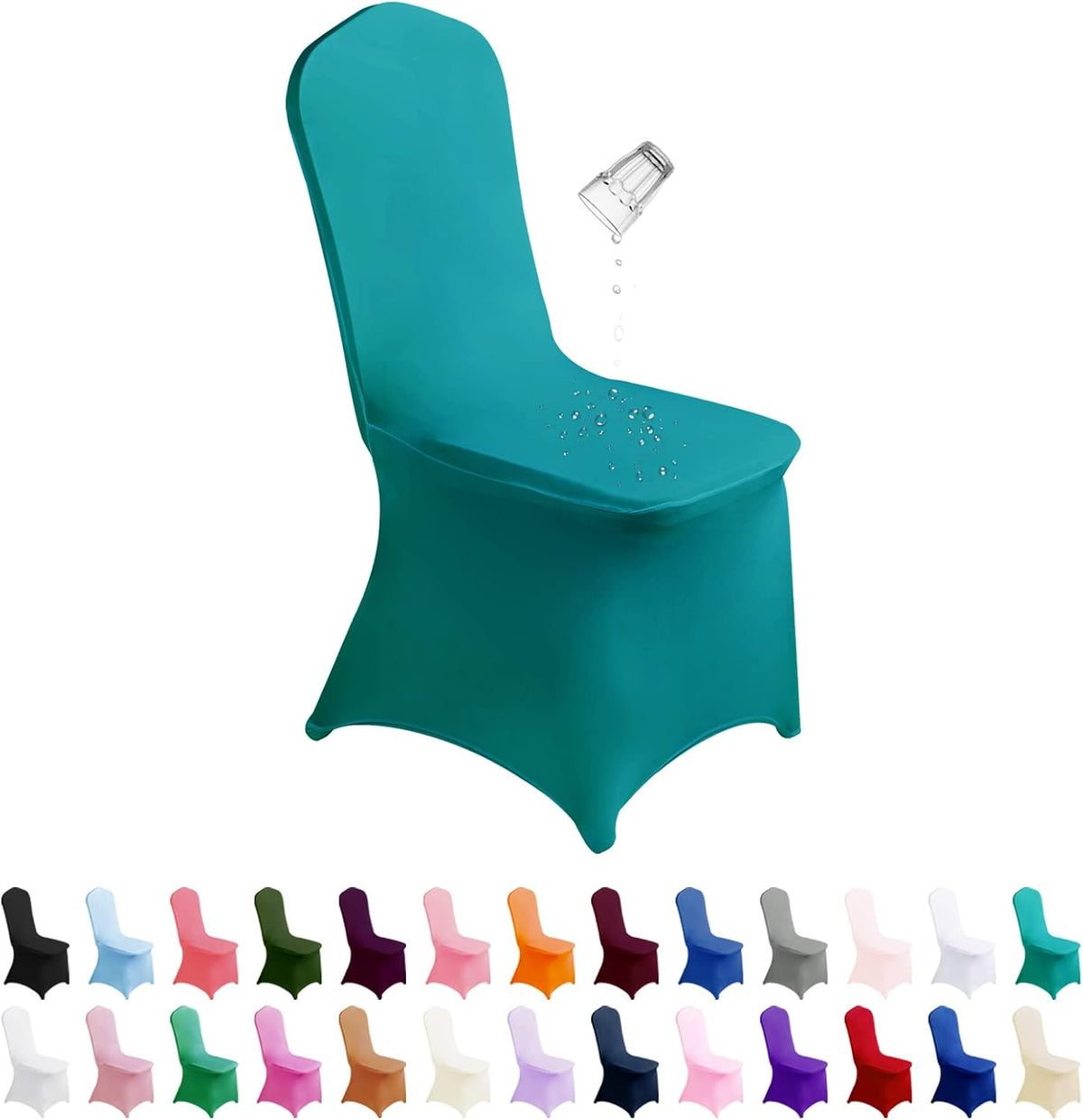SUPERO Waterproof Spandex Chair Cover 25PCS, Stretch Dining Chair Covers, Polyester Outdoor Chair