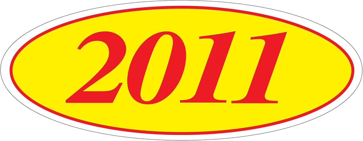 EZ-Line Oval Model Windshield Year Stickers for Car Windows Red and Yellow Large Vinyl Dealership