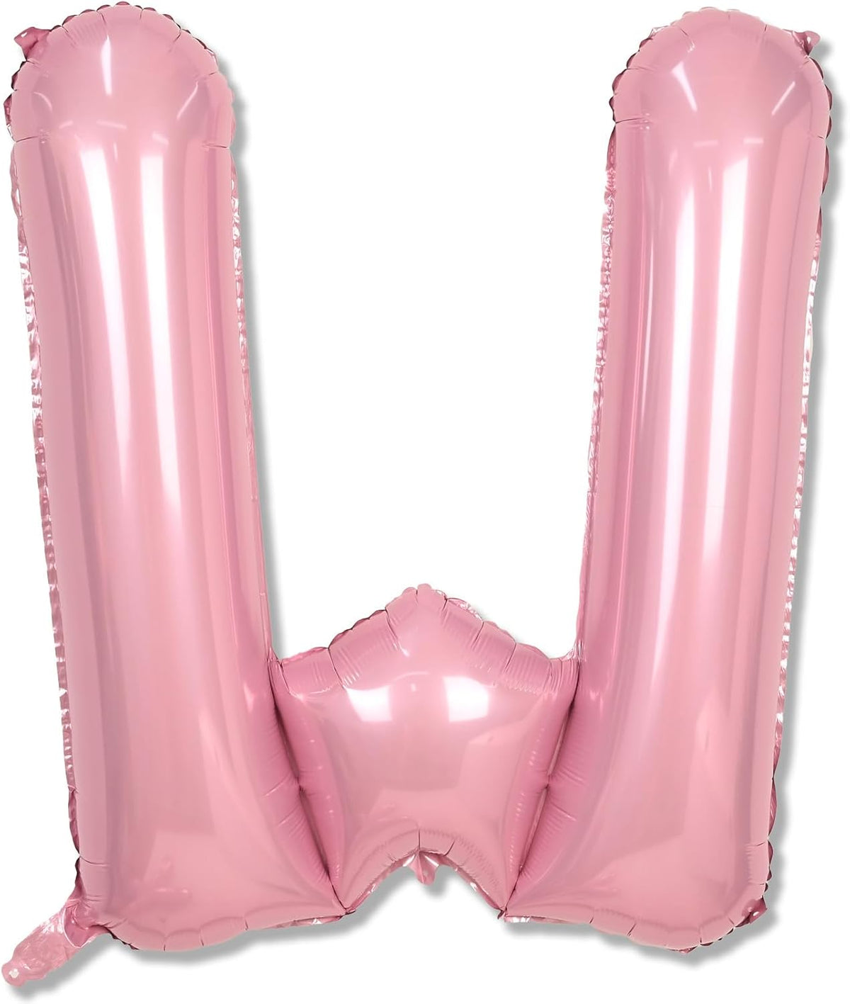 Pastel Pink W Balloon, 40 Inch Giant Baby Pink Mylar Helium Foil Letter W for Girls, Self Inflating