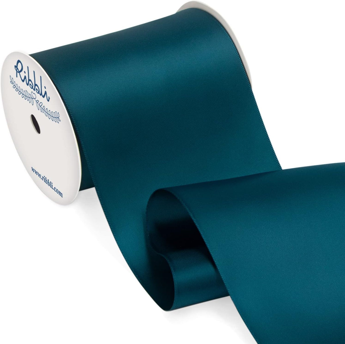 Ribbli Teal Satin Ribbon 4 Inch Wide Teal Ribbon for Wedding Chair Sash Grand Opening Ceremony Big