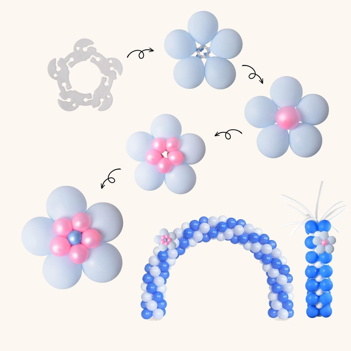 100PCS Balloon Arch Clips, Reusable Balloon Clips for Balloon Arch, Plastic Balloon Supplies for