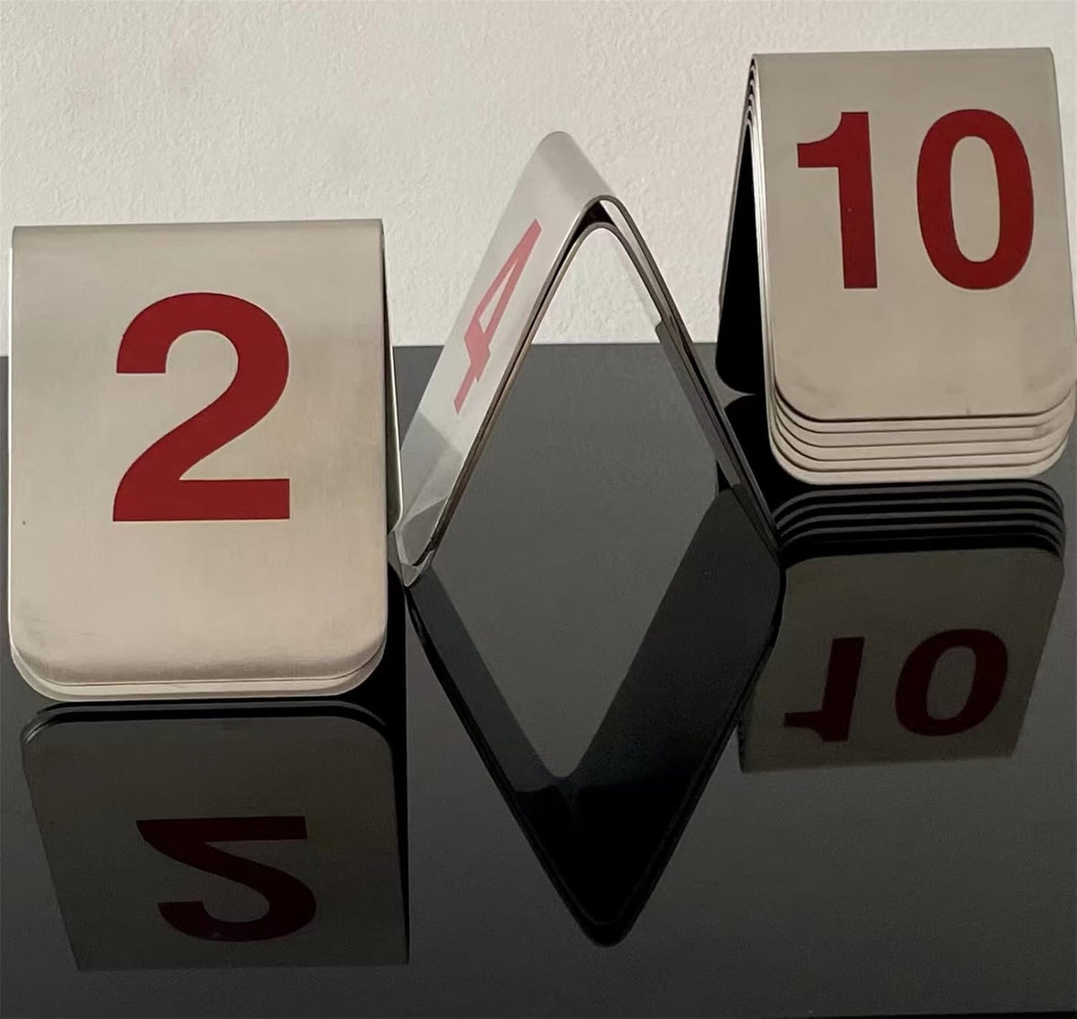 10 Pcs Metal Place Cards Stackable Tent Style Table Numbers，Place Card Holders for Celebration