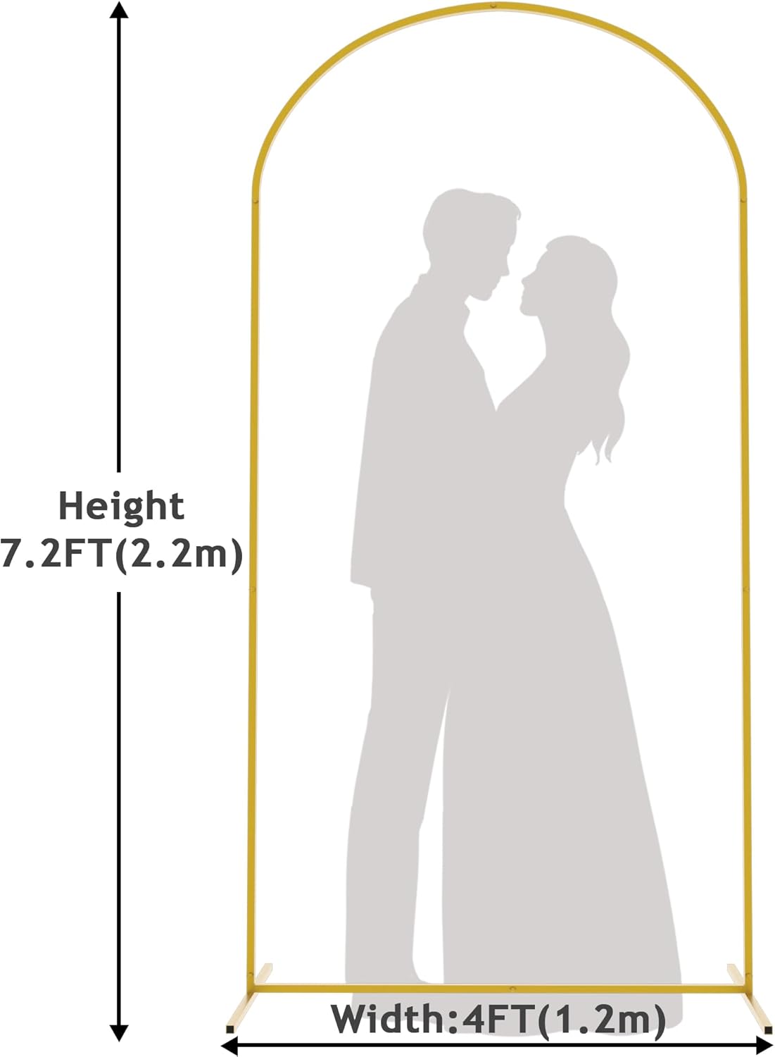 Putros Metal Arch Backdrop Stand 7.2FT Gold Wedding Balloon Arched Backdrop Stand Square Arch Frame