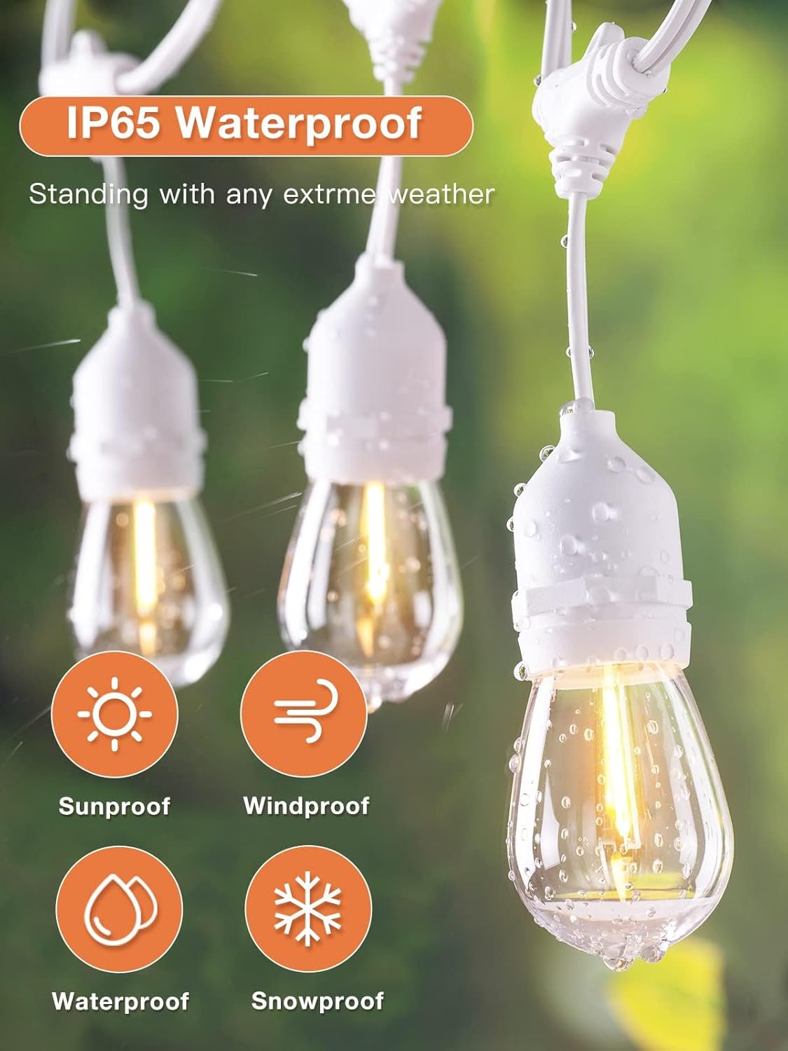 addlon 96FT(48FT*2) LED Outdoor String Lights, Dimmable Edison Vintage Shatterproof Bulbs and