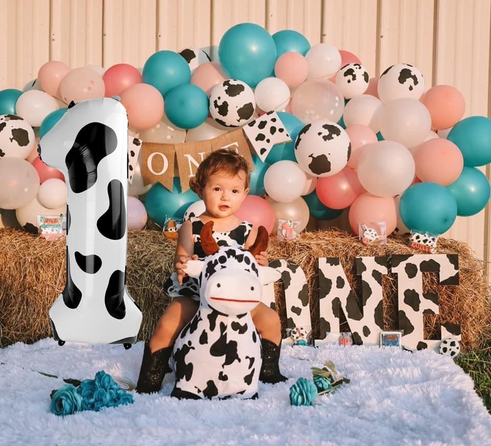 Cow Print Number Balloon Birthday Decorations, 40 inch Number balloon 0-9(Zero-Nine), Cow Balloon