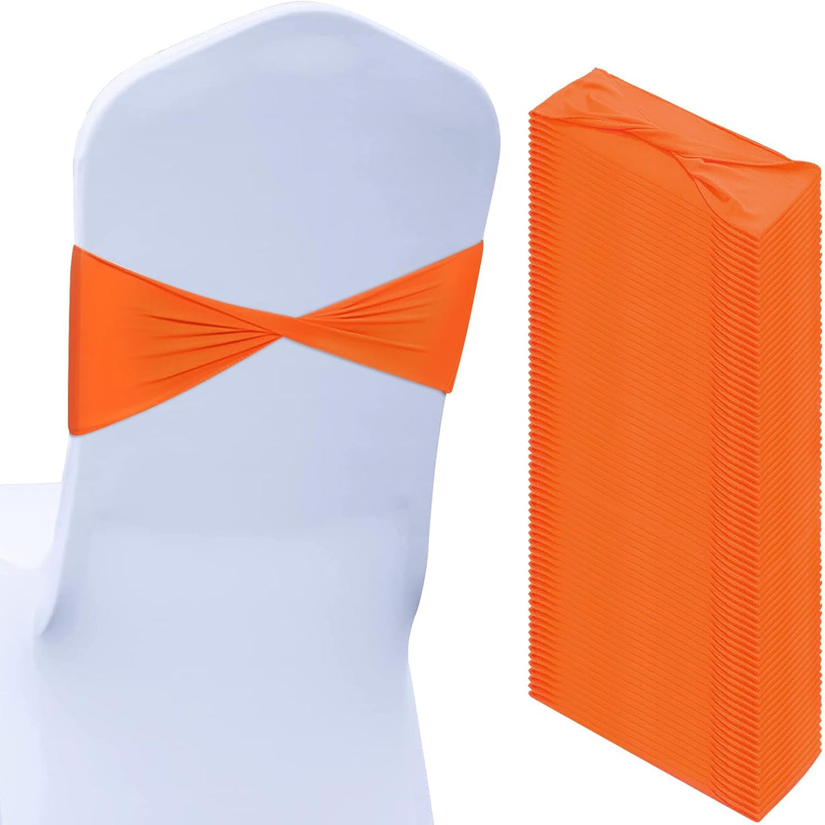 Kinlop 50 Pcs Spandex Chair Sashes Bows Chair Bands Slider Sashes for Covers Elastic Bands Ties