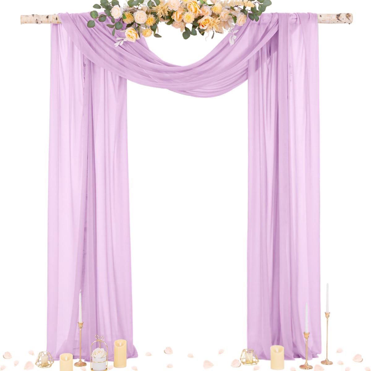Socomi Lilac Purple Wedding Arch Draping Fabric 29" x 20Ft 1 Panel Sheer Outdoor Curtain Drapes