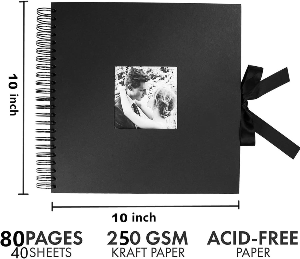 INNOCHEER Photo Album - Self Adhesive 80 Black Pages, Large Scrap Book Wedding Guest Book for DIY