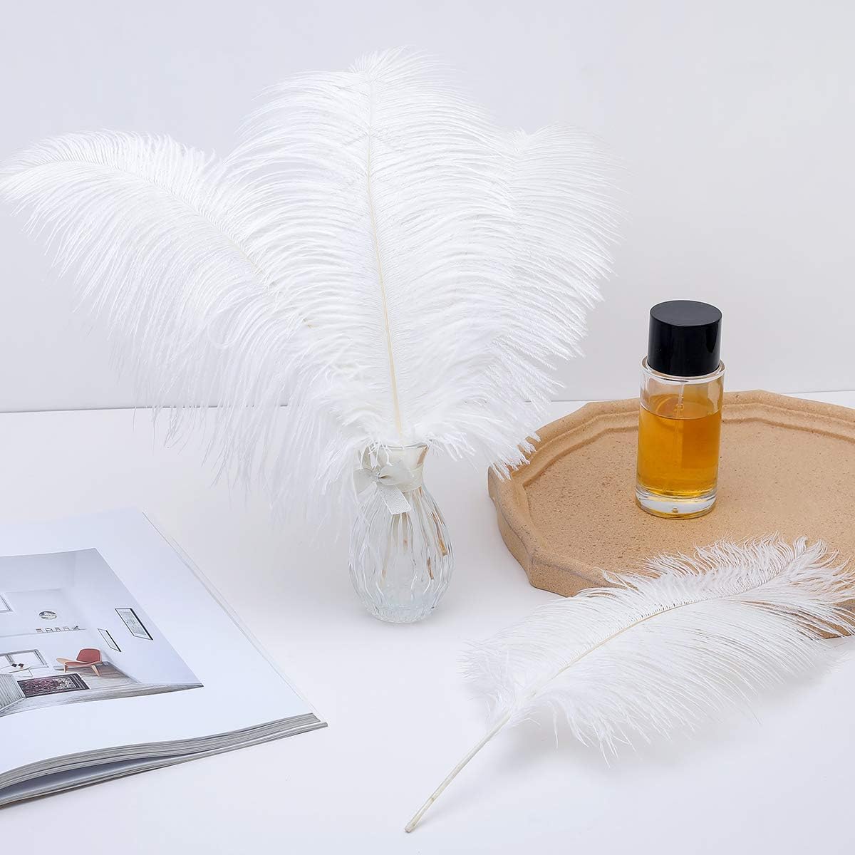 Ballinger Large White Ostrich Feathers - 24Pcs 12-14inch Large Feathers for Vase,Party