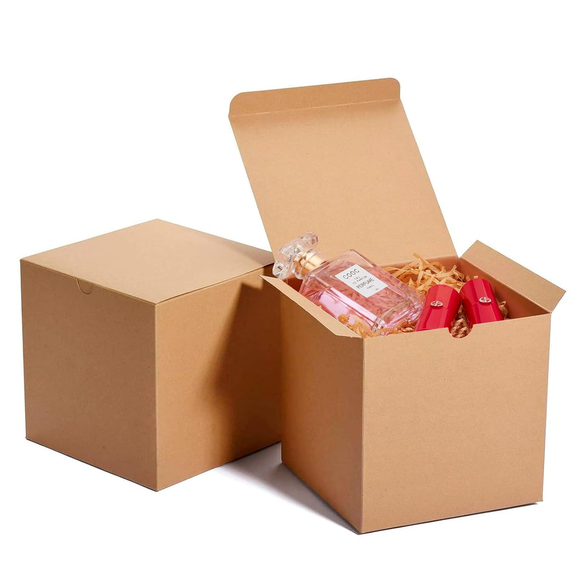 MESHA 6x6x6 Gift Boxes with Lids, Brown Kraft Gift Boxes 50PC for Christmas, Cupcake, Bridesmaid &
