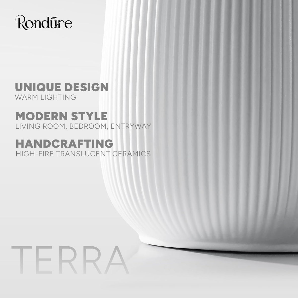 RONDURE 9.5" Modern Ceramic Table Lamp, Modern Bedside Lamps for Bedroom, Living Room and