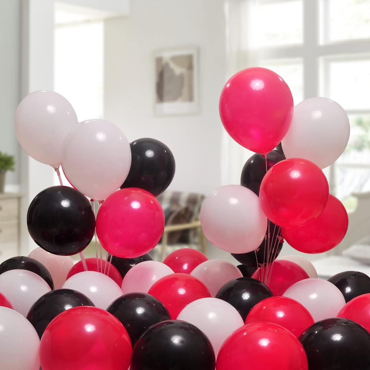 300 Pack Red Black White Balloons 100 of each of the 3 colors 12 inch Red White Black Latex Party