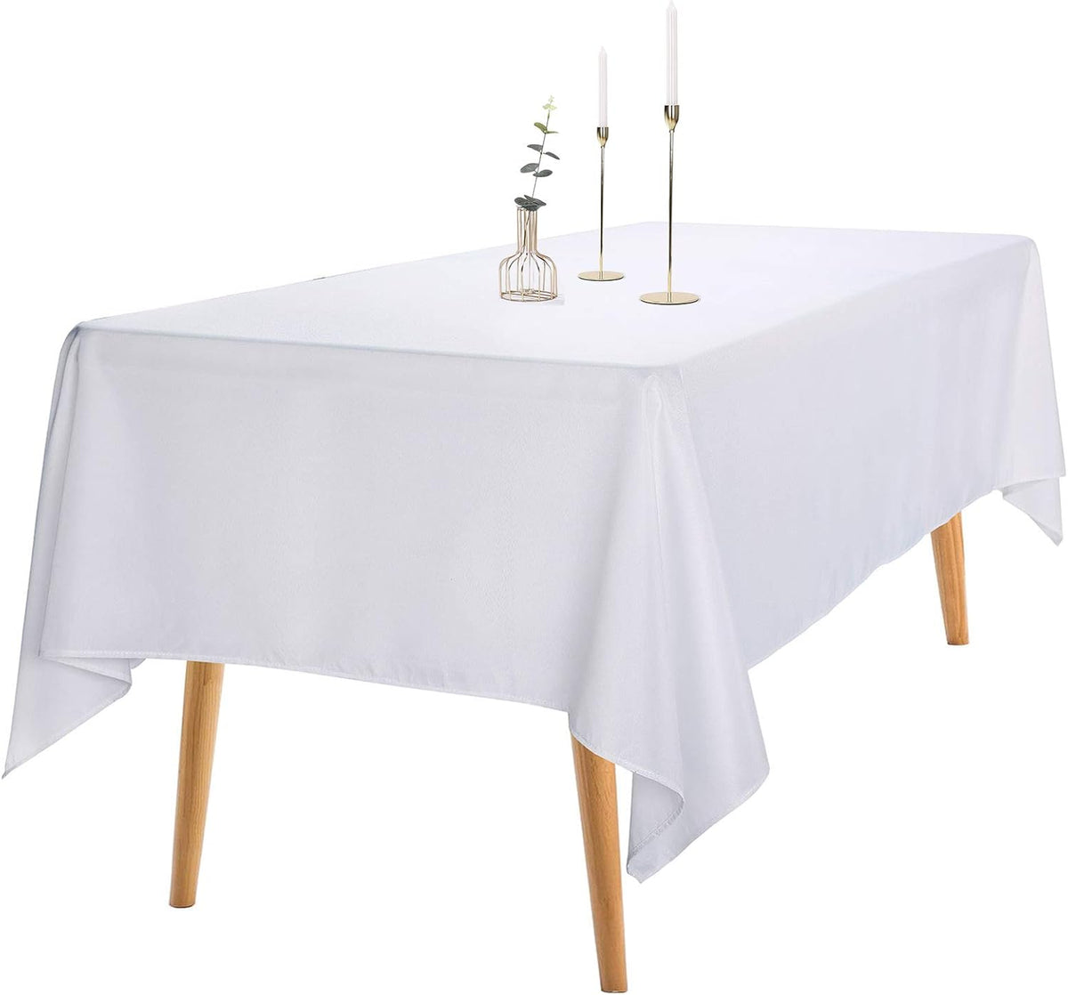 Ascoza 2pack 60x102 Inch White Rectangular Tablecloth 6 Feet Table Cloth in Polyester Fabric for