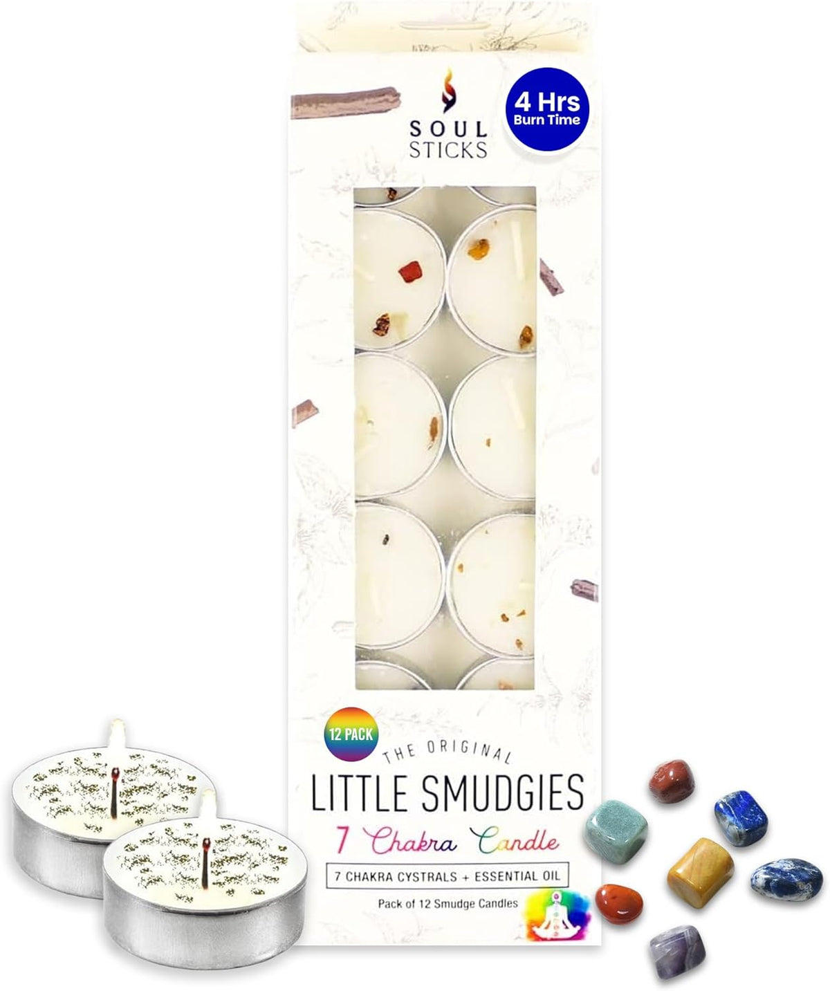 SOUL STICKS 12 Pack Little Smudgies Tealight Candles Smudge Candle for Cleansing House, Meditation
