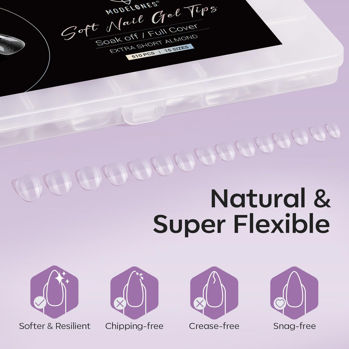 Modelones Extra Short Almond Fake Nail Tips - 510Pcs Gel Tips Pre-shaped Half Matte Full Cover