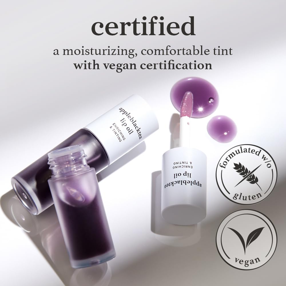 NOONI Korean Lip Oil - Appleblacktea | Long-Lasting, Moisturizing, Plumping, Revitalizing for Dry