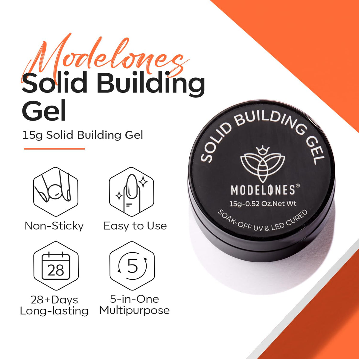modelones 3D Sculpting Gel, Milky White Solid Nail Builder Hard Gel for Nail Art Molding &