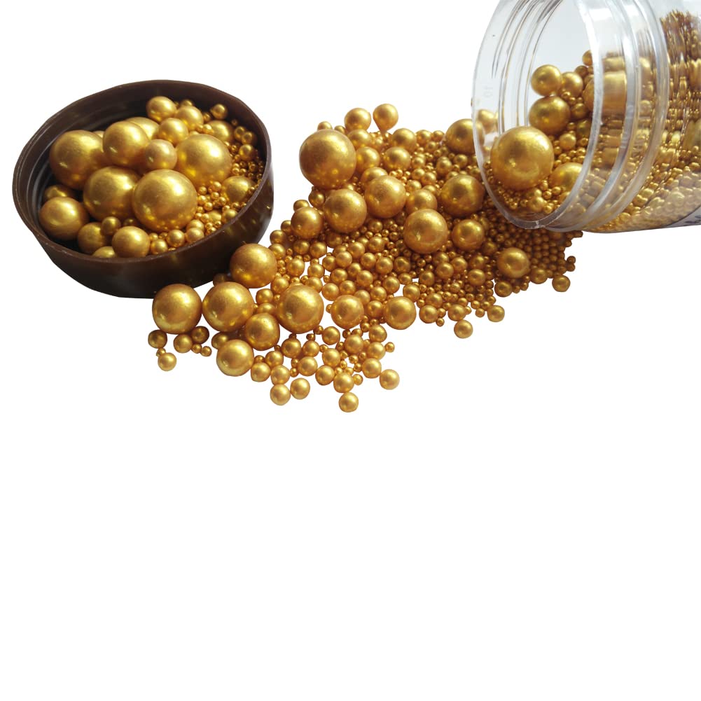 Edible Gold Sugar Pearls Candy Sprinkles 120G/ 4.23Ounce Baking Cake Sprinkles Cupcake and Cake