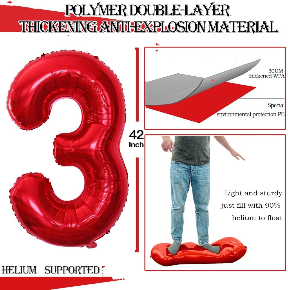 GOER Number 30 Balloons for 30th Birthday Party Decorations,42 Inch Jumbo Foil Helium Balloons for