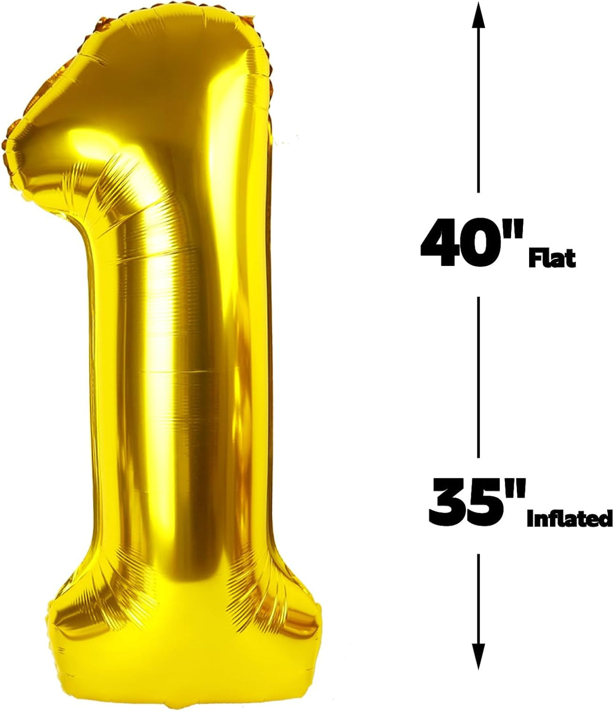 Gold Number 1 Balloon 40 inch, Number 1 Birthday Balloons for Boy Girl, Gold Foil One Balloon for