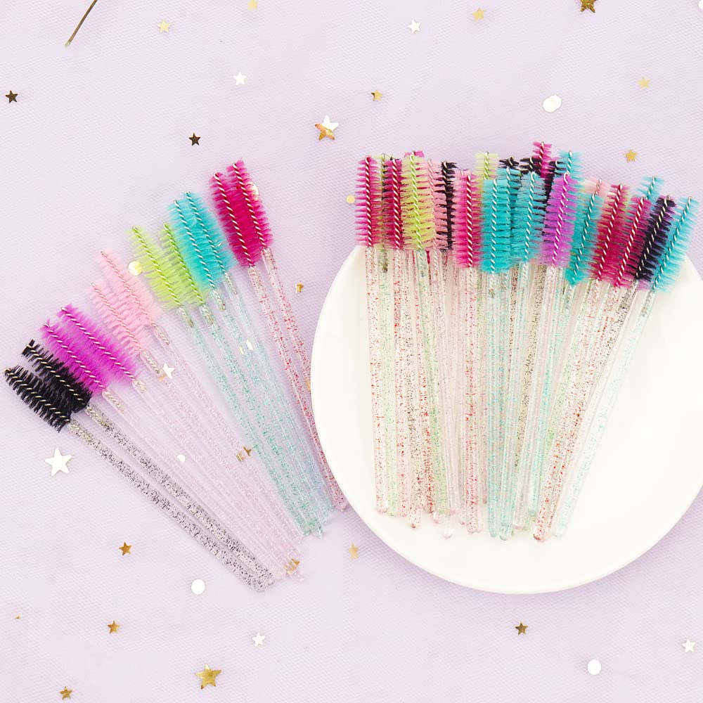 300PCS Disposable Mascara Wands Spoolie Brush Crystal Eyebrow Brushes Eyelash Extension Applicator