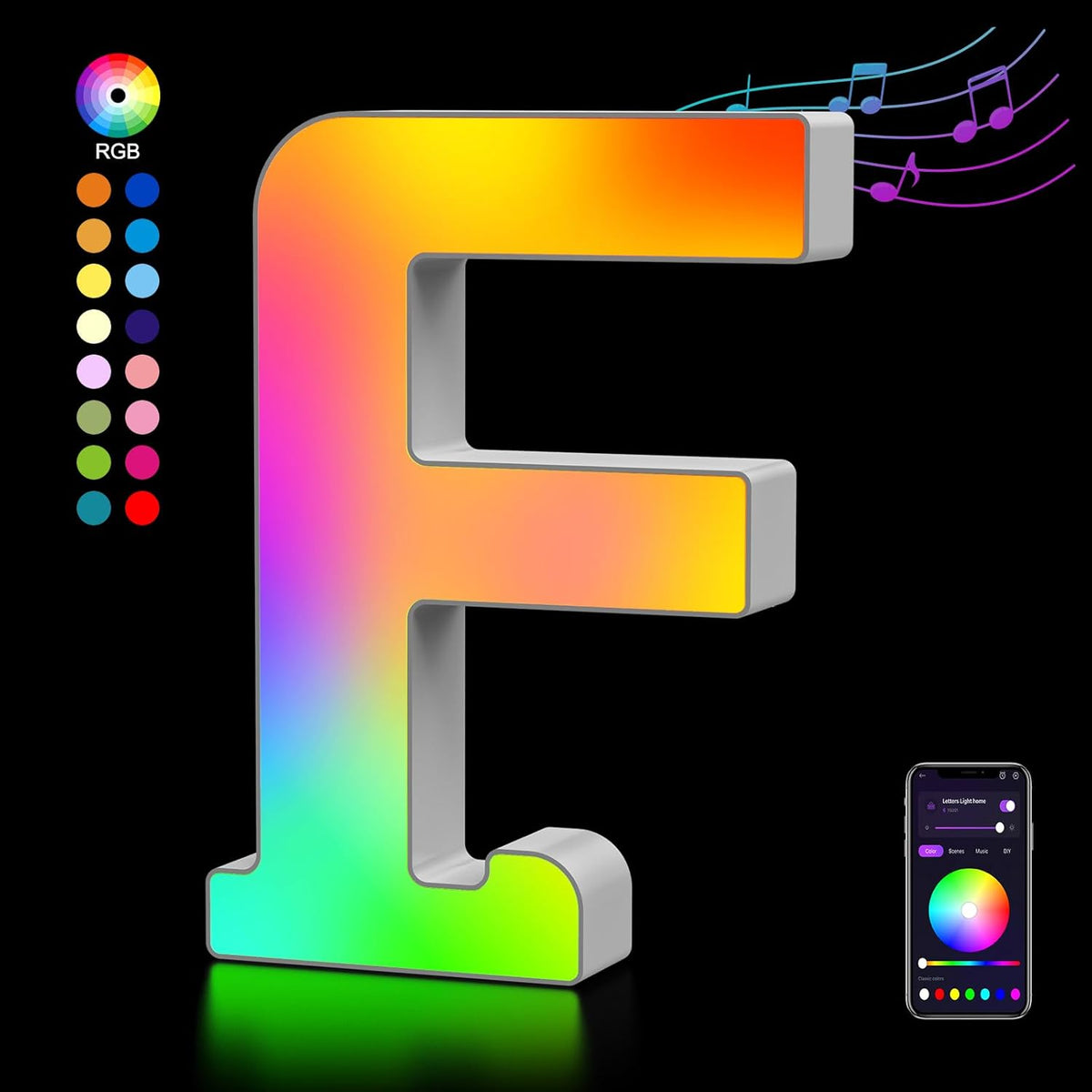 OJQ Light Up Letters LED Letter - Marquee Letters Room Decor Alphabet Letter Music Sync Color