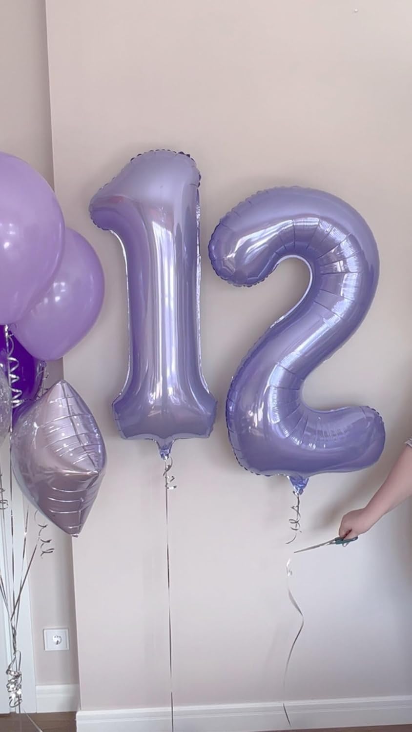 Lilac 40 Inch Big Number Balloon Birthday Decoration, Number 2 Helium Balloon 12 20 22 23 24 26