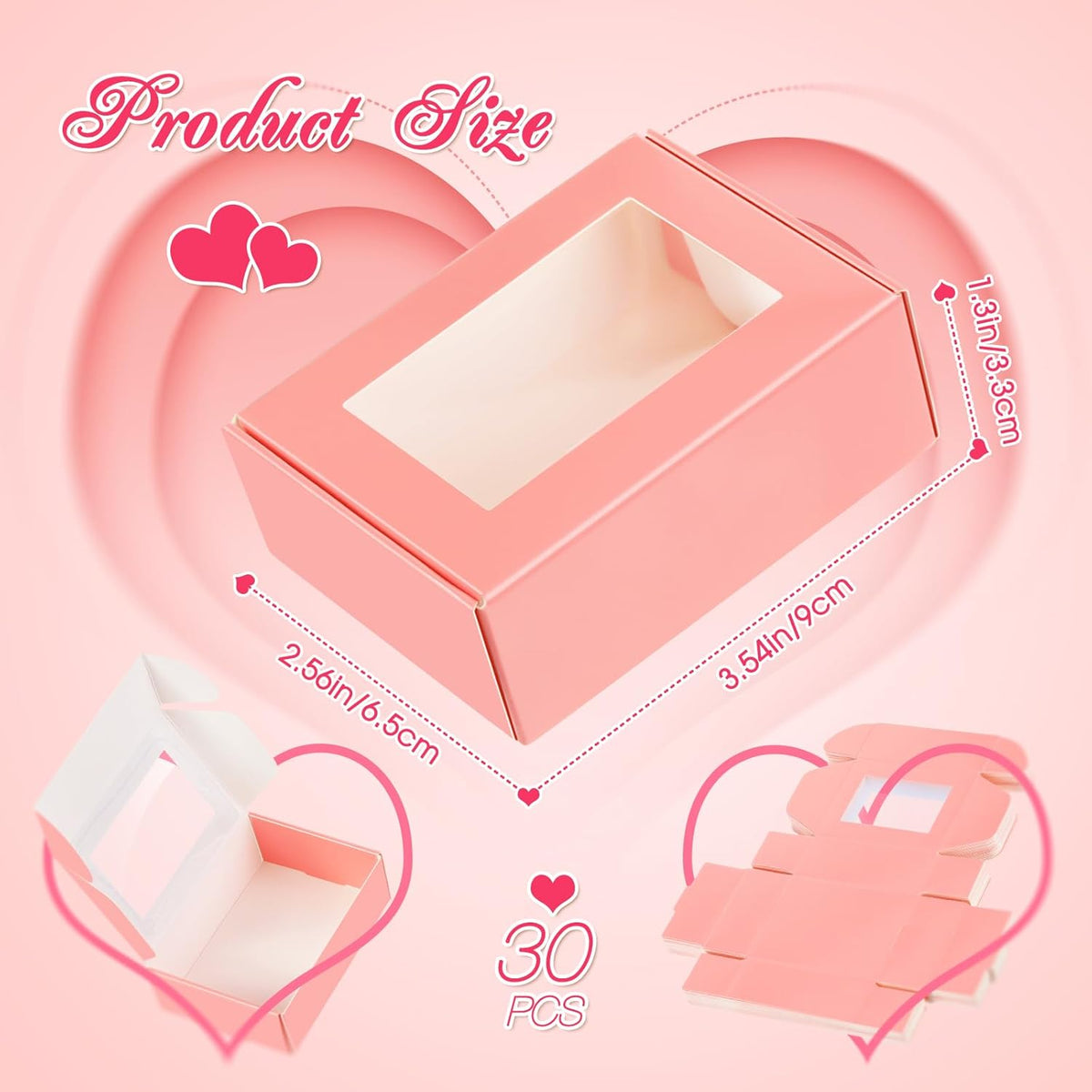 Zonon 30 Pcs Soap Boxes for Homemade Packaging, Mini Kraft Treat Boxes with Window for Bakery Candy