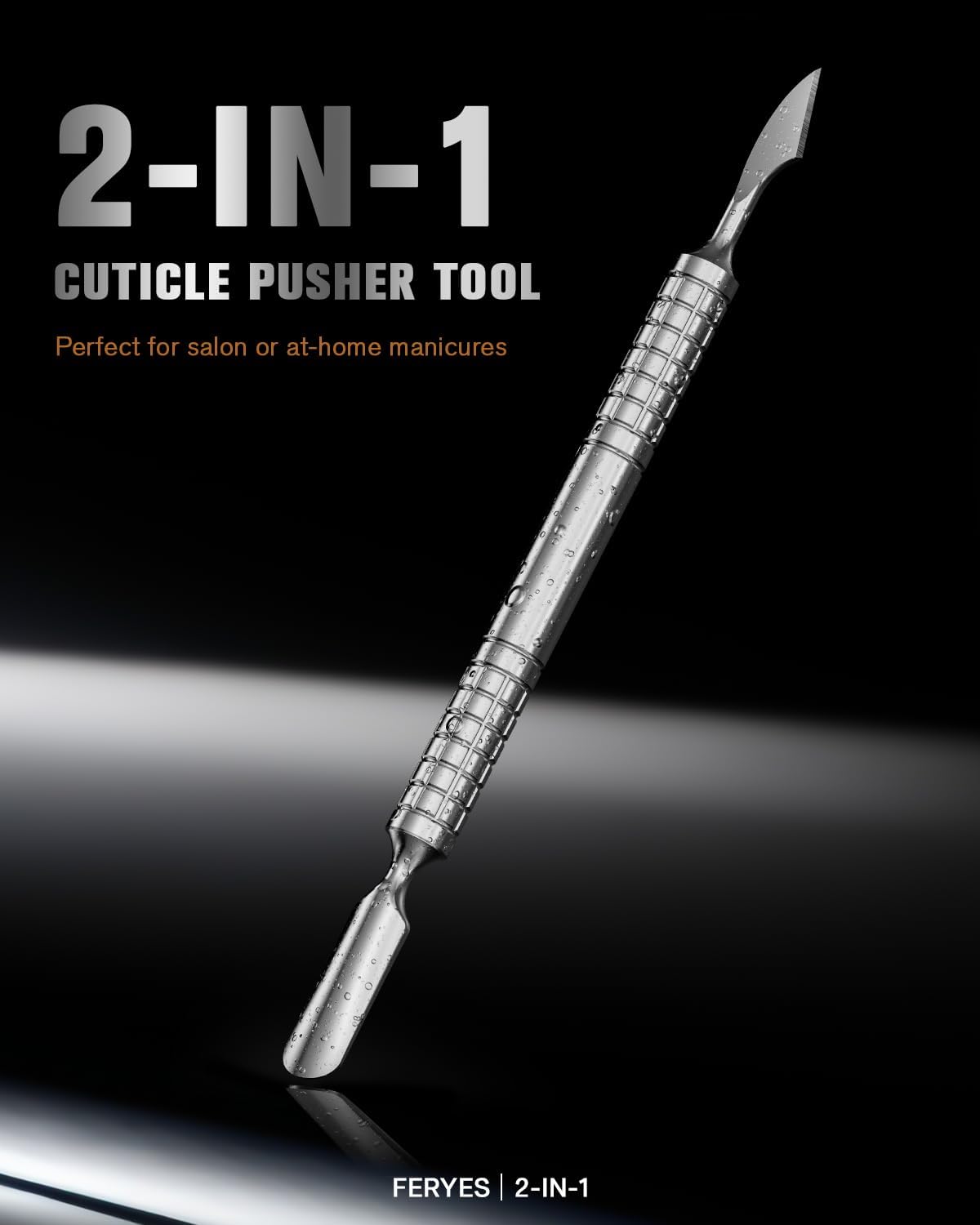 2025 Upgraded Dual Head Cuticle Pusher Remover Tool - Curved & Chisel Edge Stainless Steel