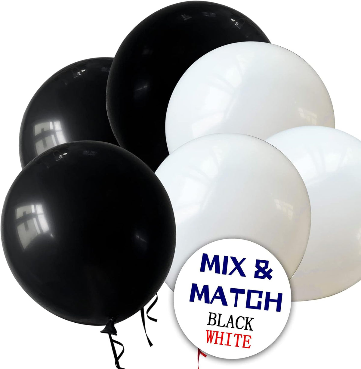 110pcs Black Balloon 12 inch, Black Latex Balloons for Birthday Party Baby Shower Wedding(with 2