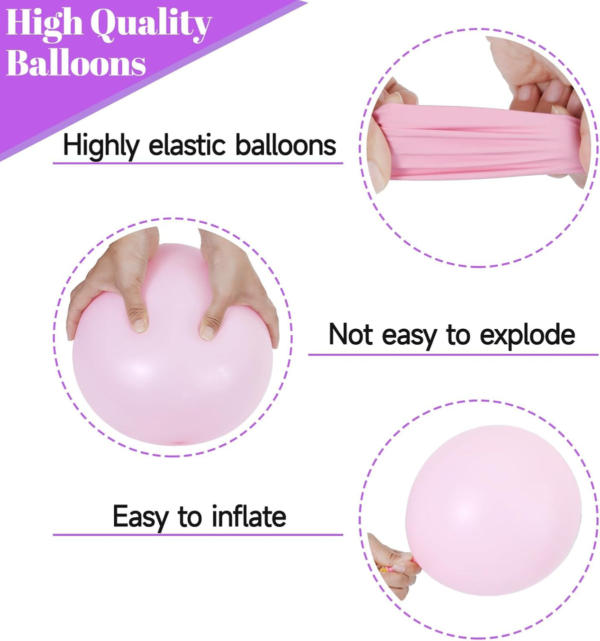 68Pcs Pink and Purple Balloons 12 Inch Metallic Purple Pink Latex Balloon Confetti ballons with