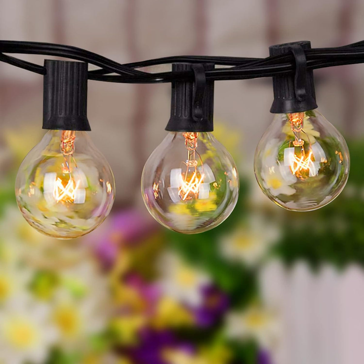 SUNSGNE 50ft Outdoor Globe String Lights G40 Patio String Lights with 53 Bulbs Connectable