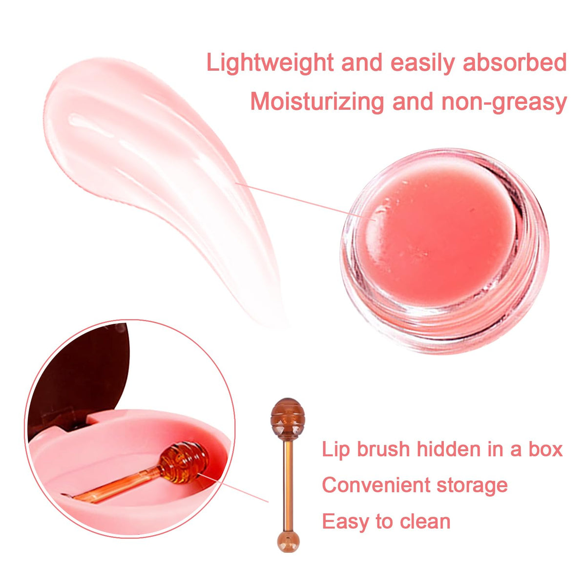3 PCS Bee Lip Balm Mask Honey Pot, Watermelon, Cherry & Coconut Propolis Moisturizing, Hydrating