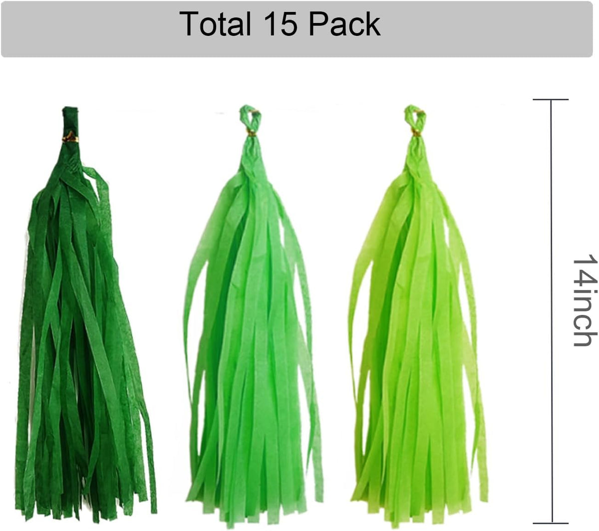 GAKA Dark Green and Light Green Tissue Paper Tassel(3 Colors),Paper Tassel Garland Banner for